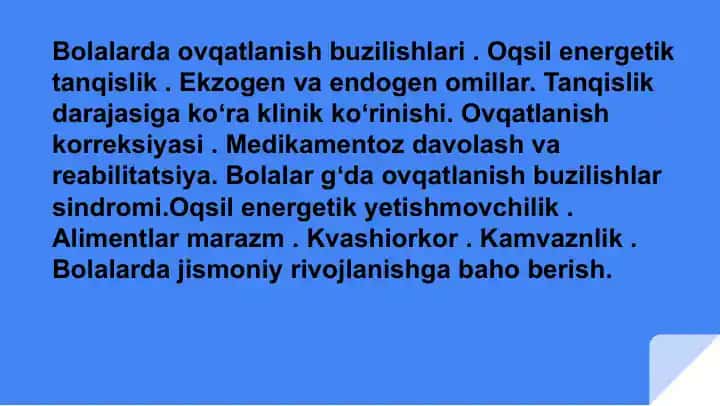 Bolalarda ovqatlanish buzilishlari