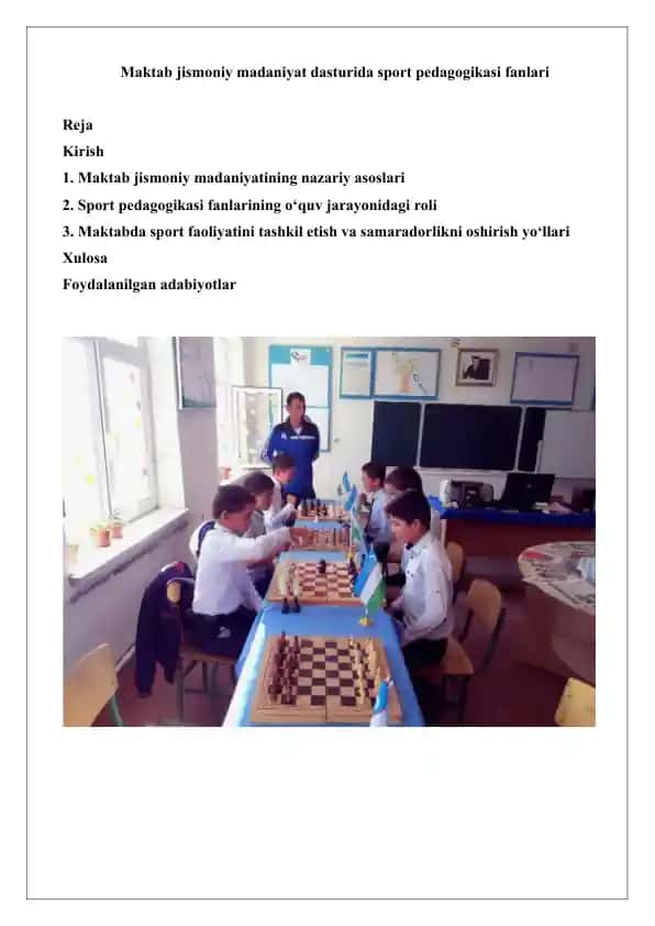 Maktab jismoniy madaniyat dasturida sport pedagogikasi fanlari