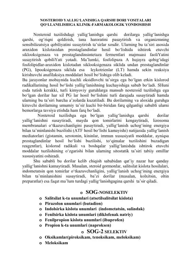 Nosteroid yallig‘lanishga qarshi dorilar