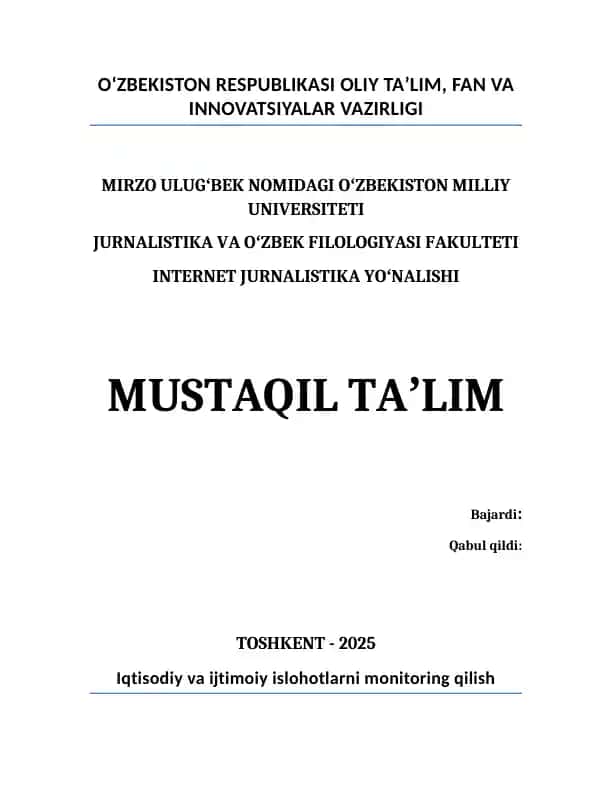 Iqtisodiy va ijtimoiy islohotlarni monitoring qilish