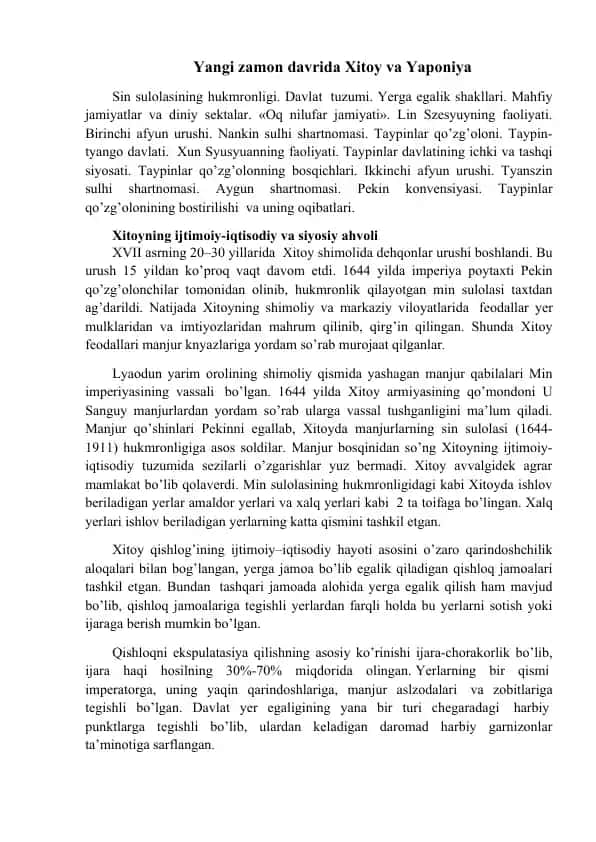 Xitoy va Yaponiya davriy mazmuniyati