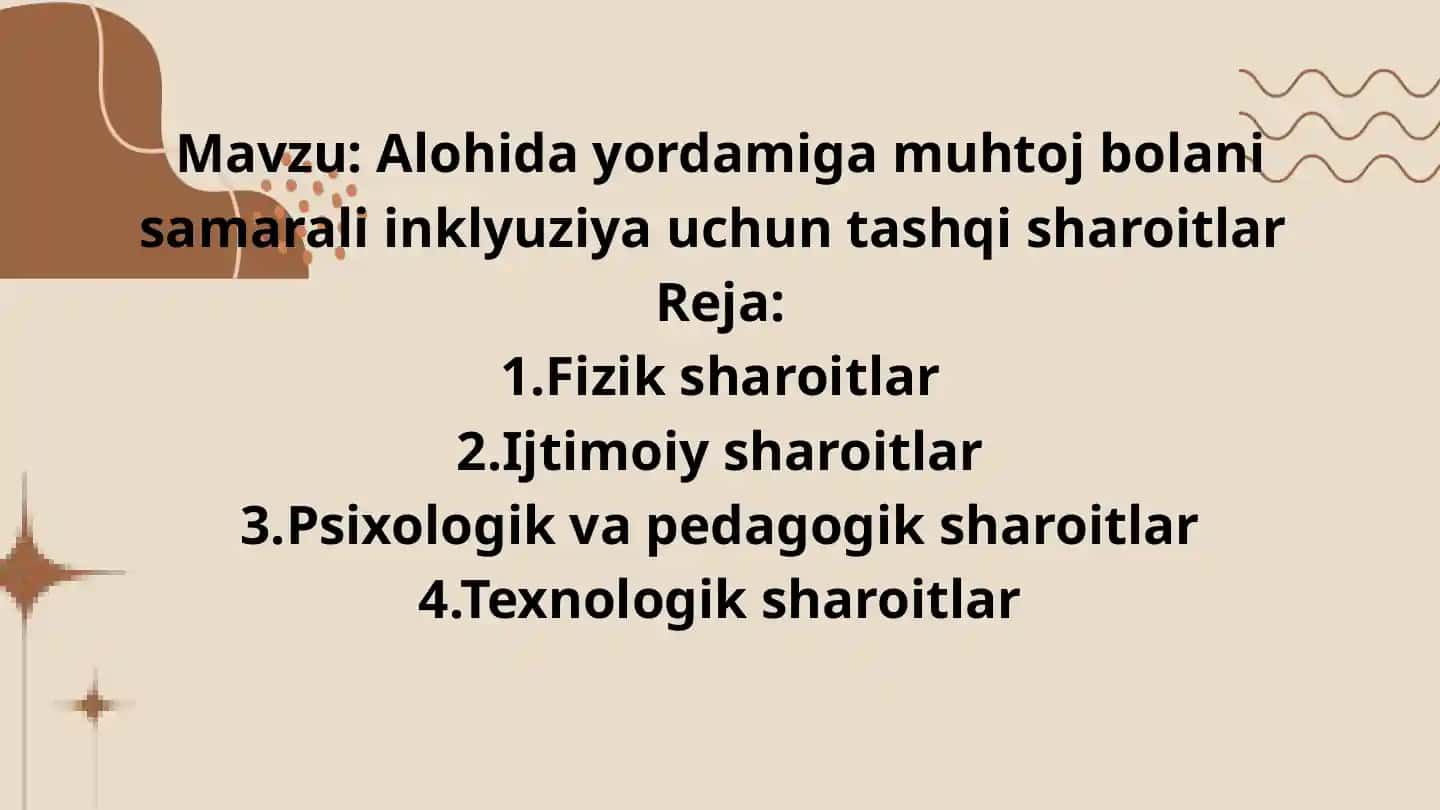 Alohida yordamiga muhtoj bolani samarali inklyuziya uchun tashqi sharoitlar
