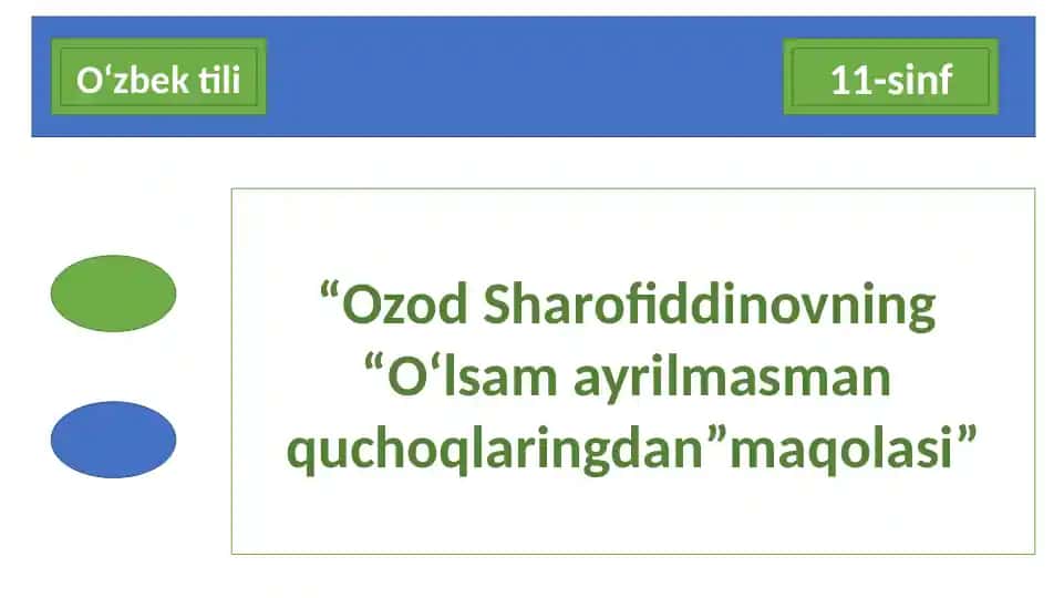 "Ozod Sharofiddinovning “O‘lsam ayrilmasman quchoqlaringdan” maqolasi"