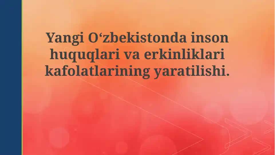 Yangi O'zbekistonda inson huquqlari va erkinliklari kafolatlarining yaratilishi