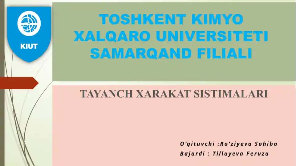 TAYANCH XARAKAT SISTIMALARI