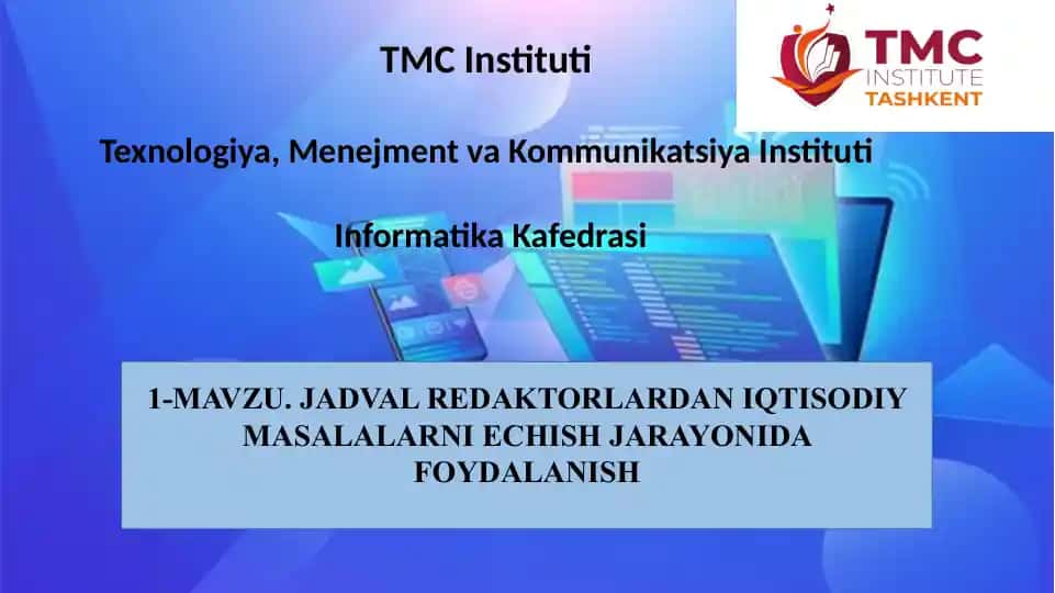 Microsoft EXCEL elеktron jadval protsеssoridir