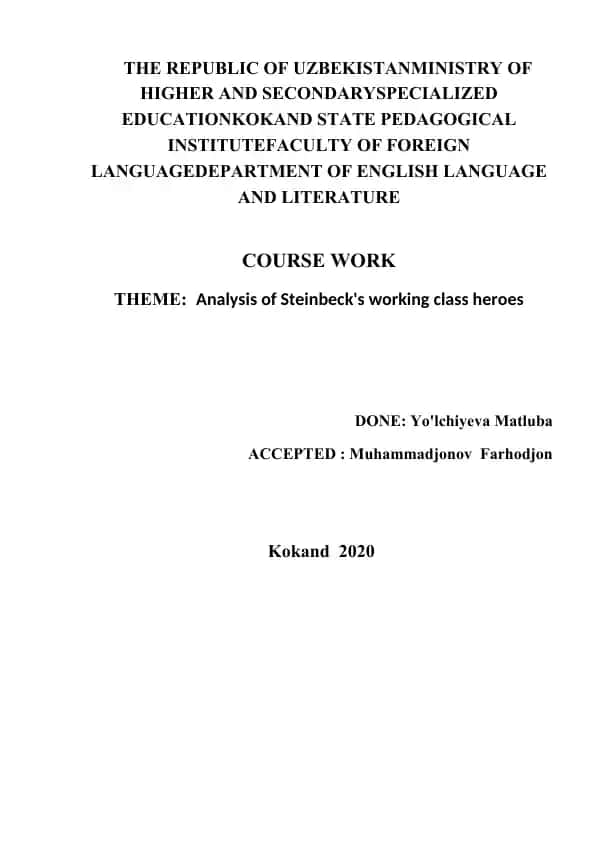 Analysis of Steinbeck's Working Class Heroes