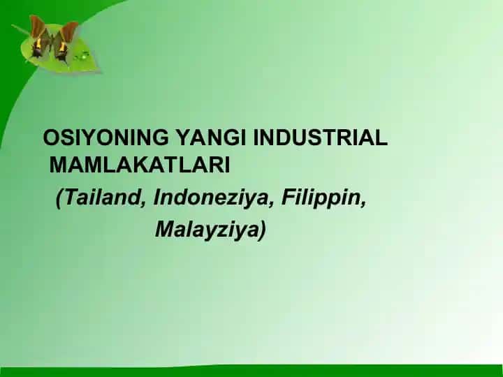 Yangi Industrial Mamlakatlar (Tailand, Indoneziya, Filippin, Malayziya)