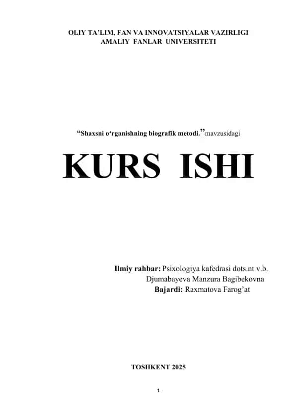 "Shaxsni oʻrganishning biografik metodi"