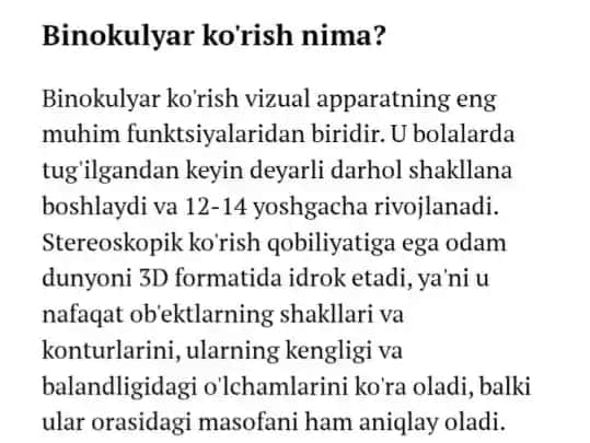 Binokulyar ko'rish