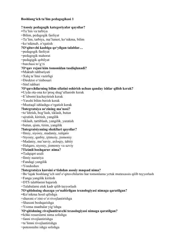 Boshlang‘ich ta’lim pedagogikasi 1