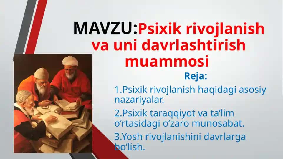 Psixik rivojlanish va uni davrlashtirish muammosi