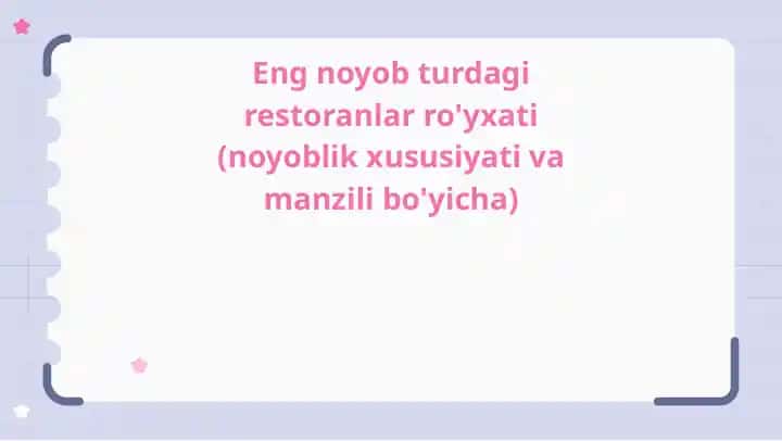 Noan'anaviy ovqatlanish: butun dunyo bo'ylab noyob restoranlar