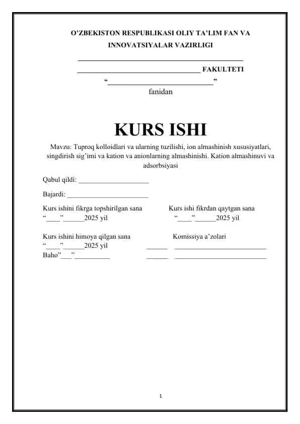 Tuproq kolloidlari va ularning tuzilishi