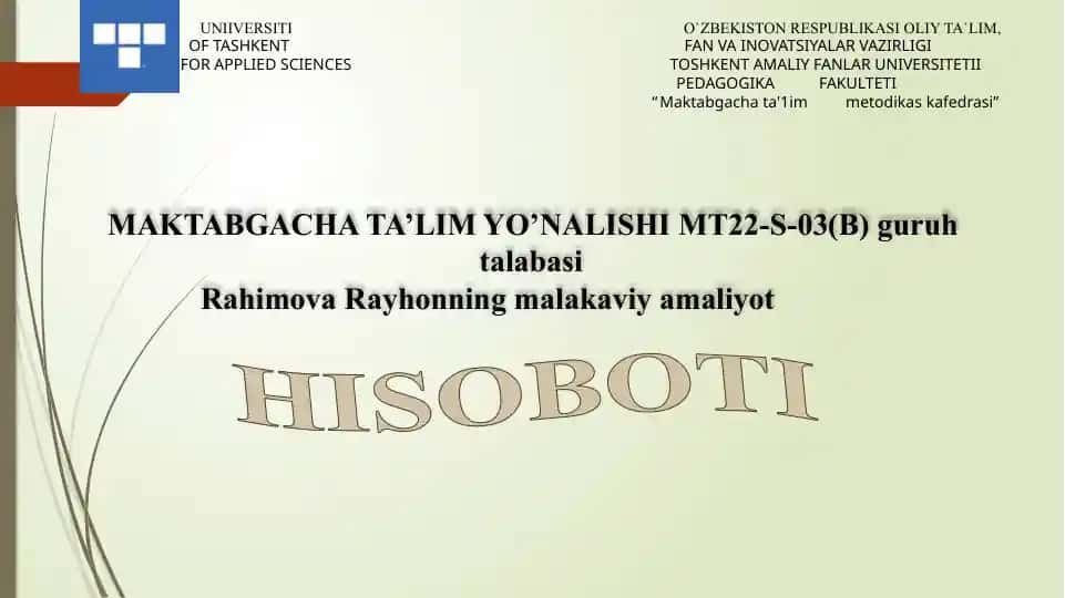 Maktabgacha ta'lim metodikasi