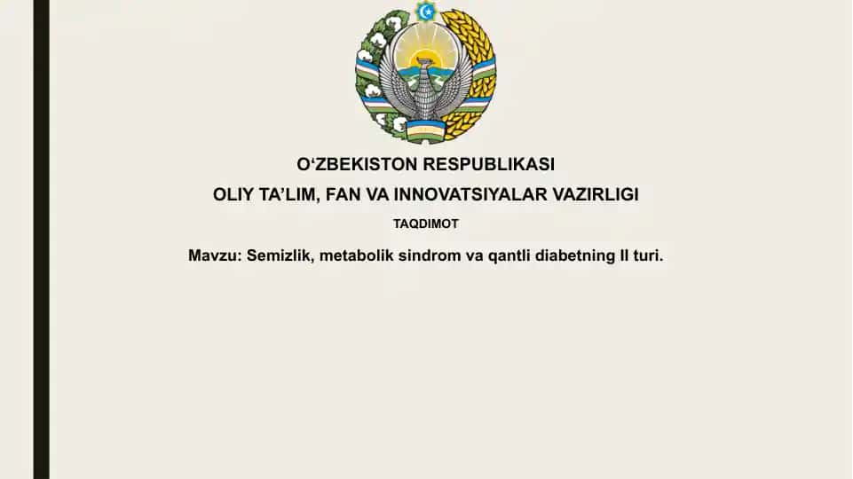Semizlik, metabolik sindrom va qantli diabetning II turi