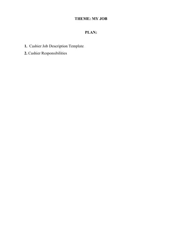 Cashier Job Description Template