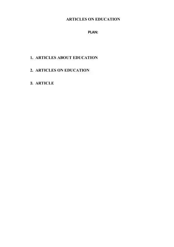 ARTICLES ON EDUCATION