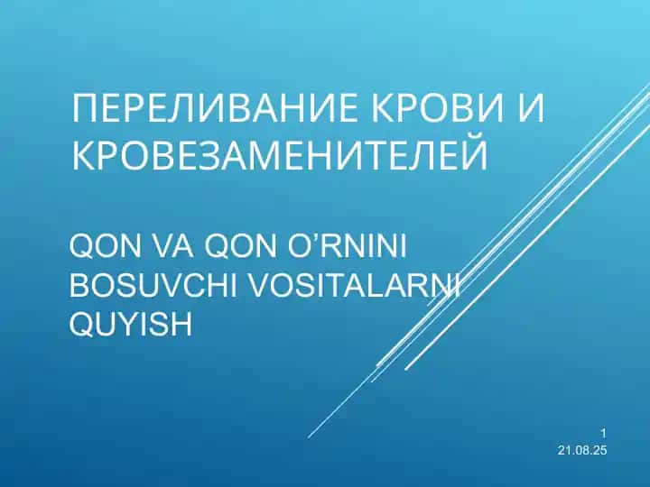Qon va qon o'rni ni bosuvchi vositalar