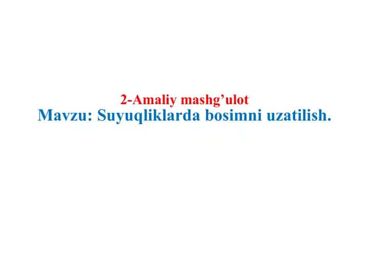 Suyuqliklarda bosimni uzatish