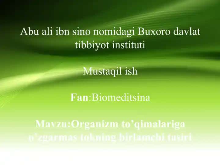 Organizm to’qimalariga o’zgarmas tokning birlamchi tasiri