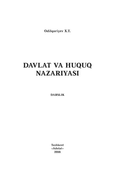 DAVLAT VA HUQUQ NAZARIYASI