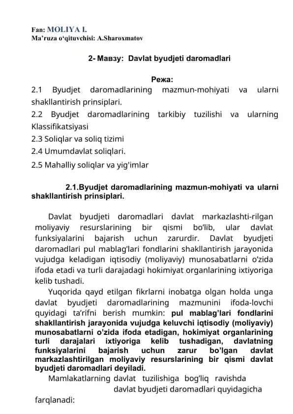 Davlat byudjeti daromadlari