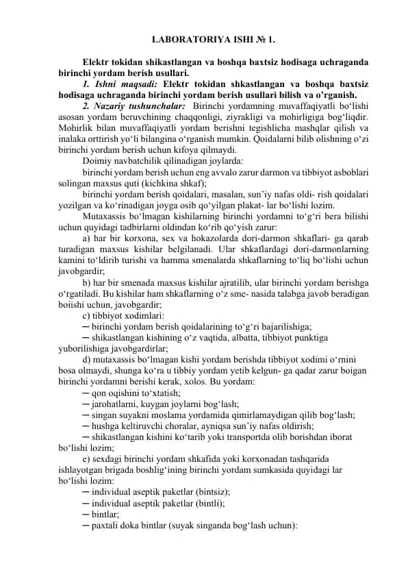 Elektr xavfsizligi asoslari