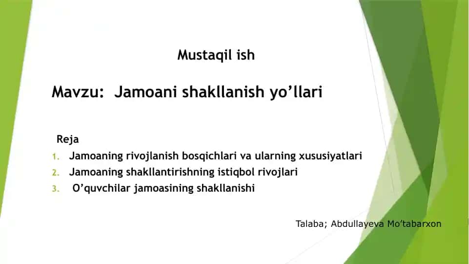 Jamoani shakllanish yo’llari