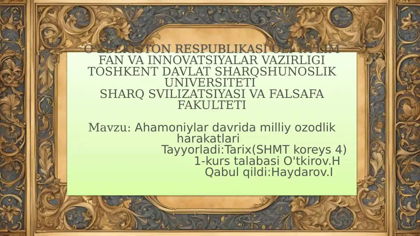 Ahamoniylar davrida milliy ozodlik harakatlari