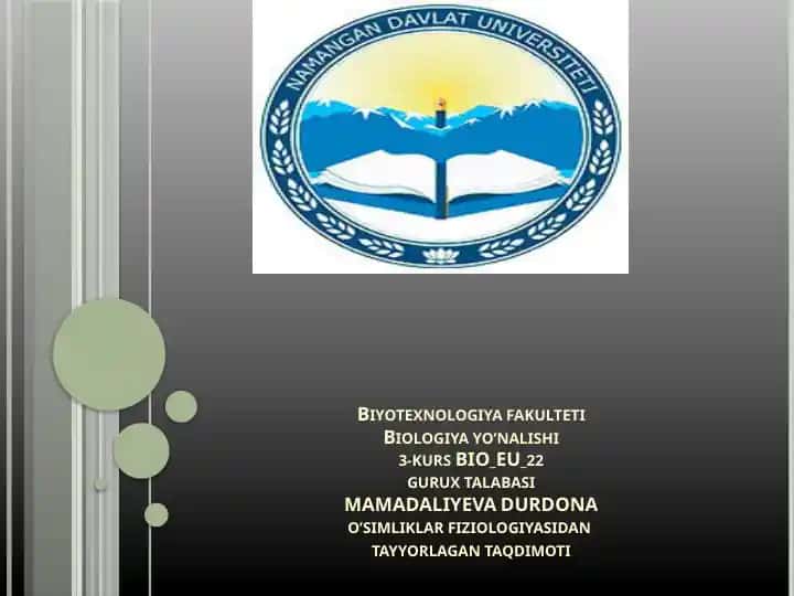 O’simliklar fiziologiyasidan tayyorlagan taqdimoti