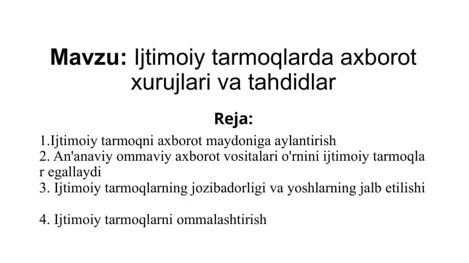 Ijtimoiy tarmoqlarda axborot xurujlari va tahdidlar