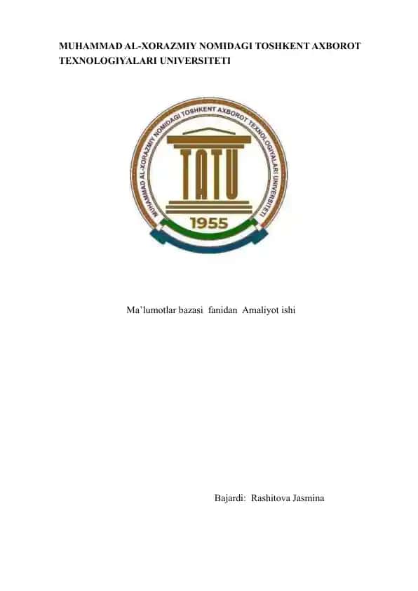 Toshkent Axborot Texnologiyalari Universiteti