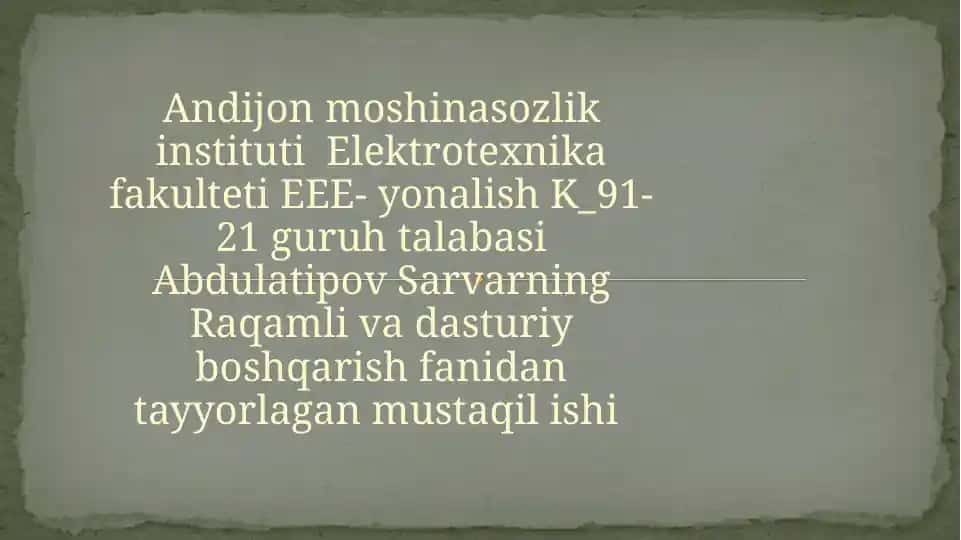 Raqamli qurilmalar va ularning ishlash prinsipi