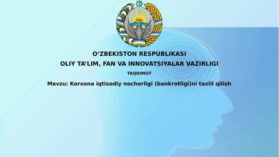 Korxona iqtisodiy nochorligi (bankrotligi)ni taxlil qilish
