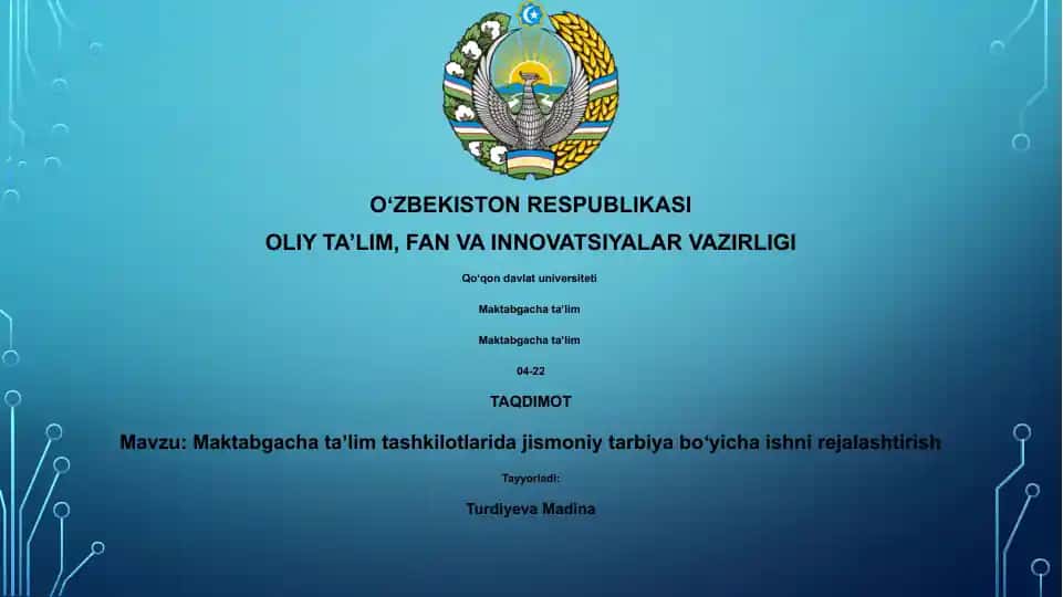 Maktabgacha taʼlim tashkilotlarida jismoniy tarbiya boʻyicha ishni rejalashtirish