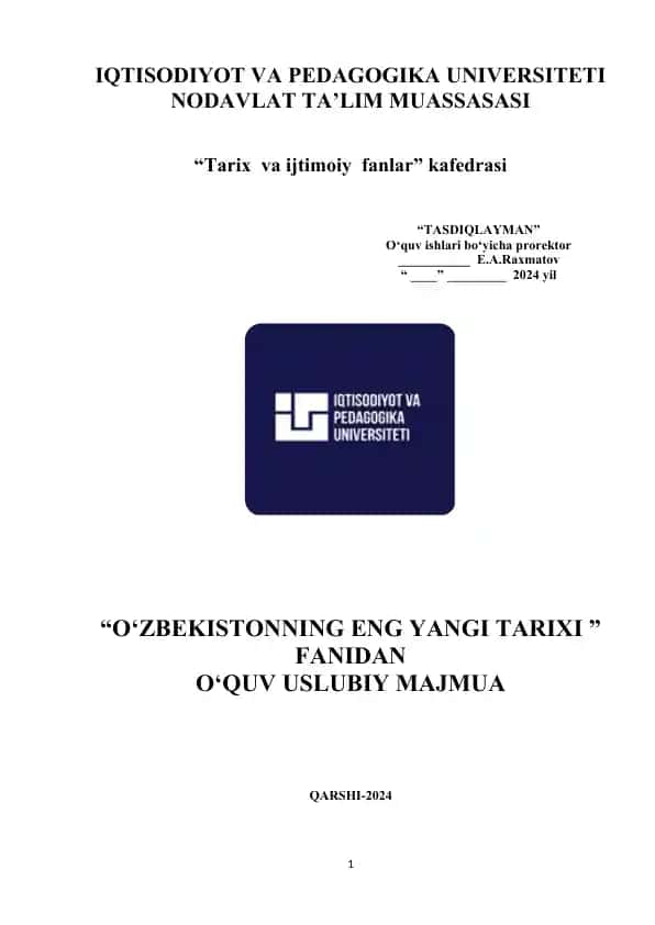 O‘ZBEKISTONNING ENG YANGI TARIXI