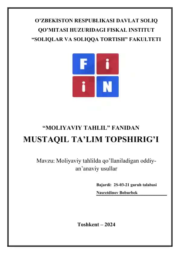 Moliyaviy tahlilning maqsad va vazifalari