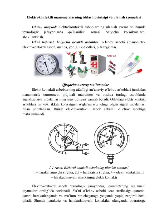 Elektrokontaktli manometrlar