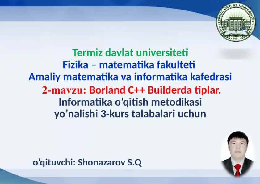 Borland C++Builder datiplar