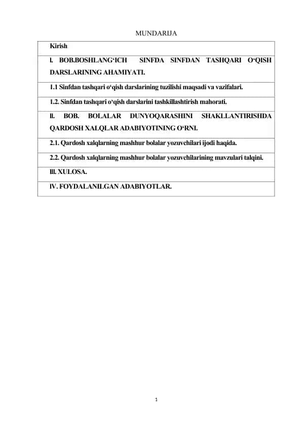 Sinfdan tashqari o’qish darslarida qardosh xalq yozuvchilarini ijodini o’rganish