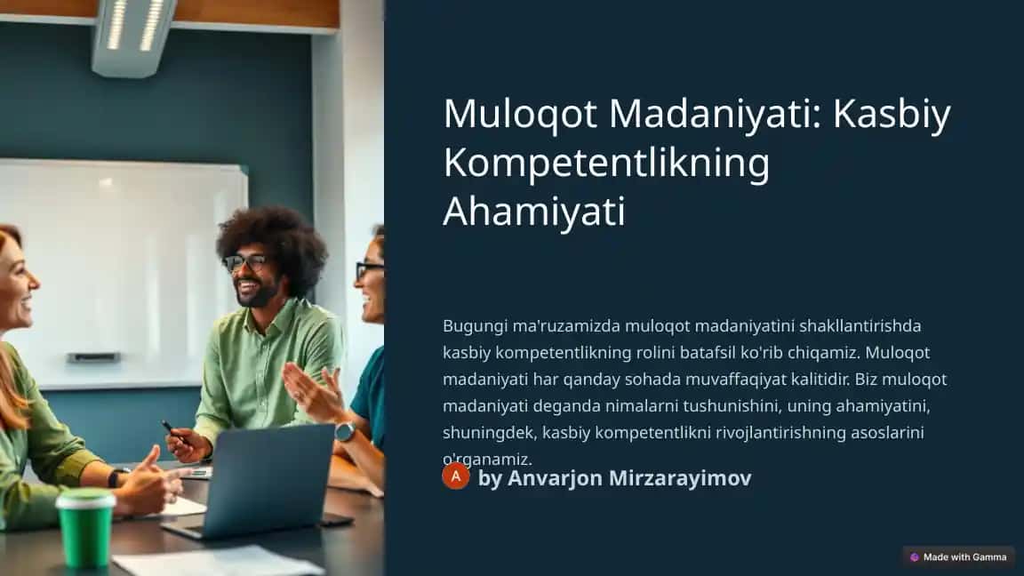 Muloqot Madaniyati: Kasbiy Kompetentlikning Ahamiyati
