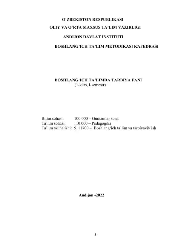 Tarbiya ijtimoiy-tarixiy zarurat sifatida. Milliy tarbiya konsepsiyasi