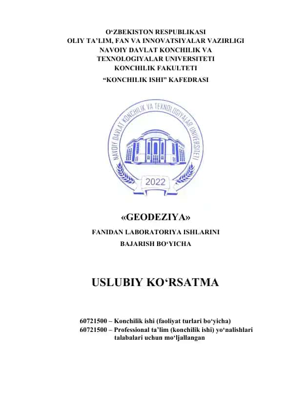 Geodeziya laboratoriyasi uslubiy ko'rsatma