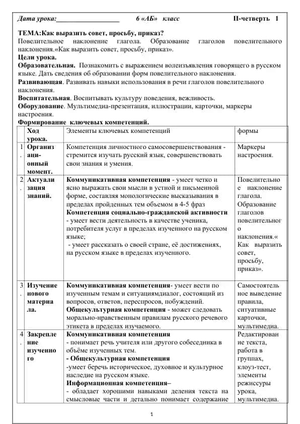 Урок "Как выразить совет, просьбу, приказ?"