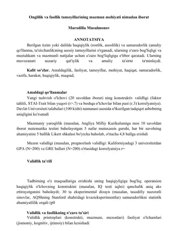 Onglilik va faollik tamoyillarining mazmun mohiyati nimadan iborat