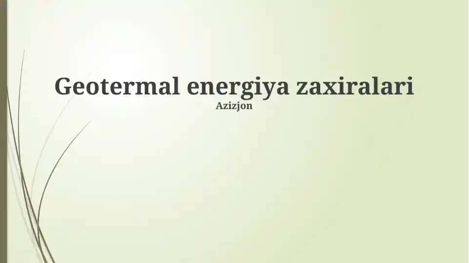 Geotermal energiya zaxiralari