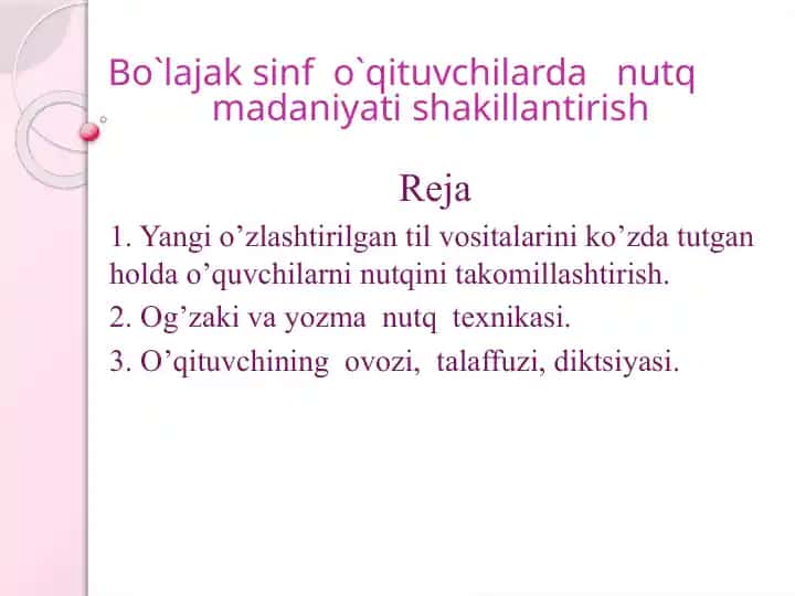 Nutq madaniyati shakillantirish