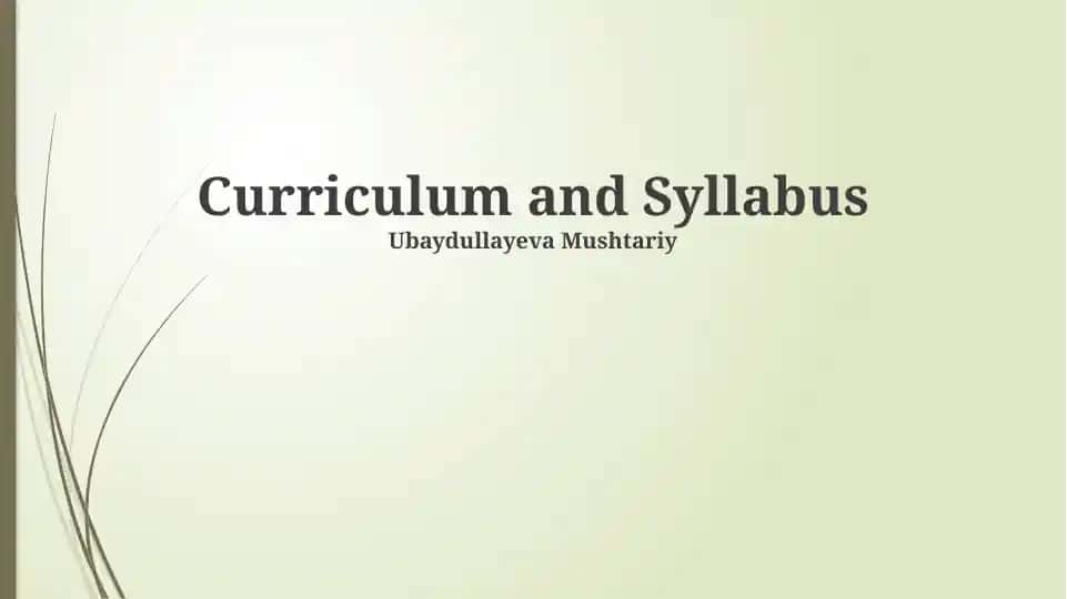 Curriculum and Syllabus