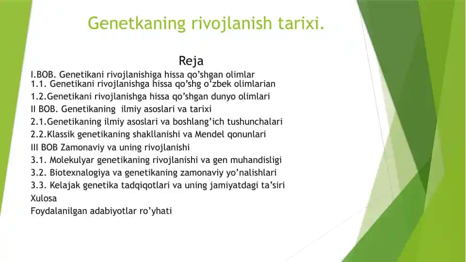 Genetkaning rivojlanishi tarixi